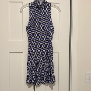 Free People Geometric Blue and White Mini Dress